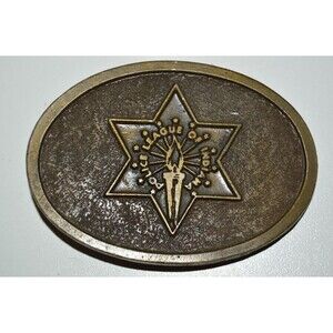 Vintage 1970s POLICE League of INDIANA Solid Brass Tone Belt Buckle Rare